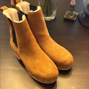 Chic Tan Suede Ankle Boots with Studded Detail